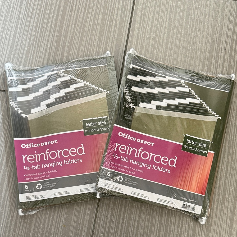 Office Depot Reinforced Hanging Folders - Green
